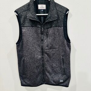 FLAG & ANTHEM Men's Vest Heathered Grey Fleece Zip Up Pockets - Size M, casual